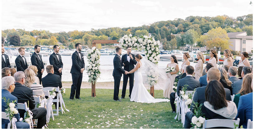 wedding ceremony on harbor lawn