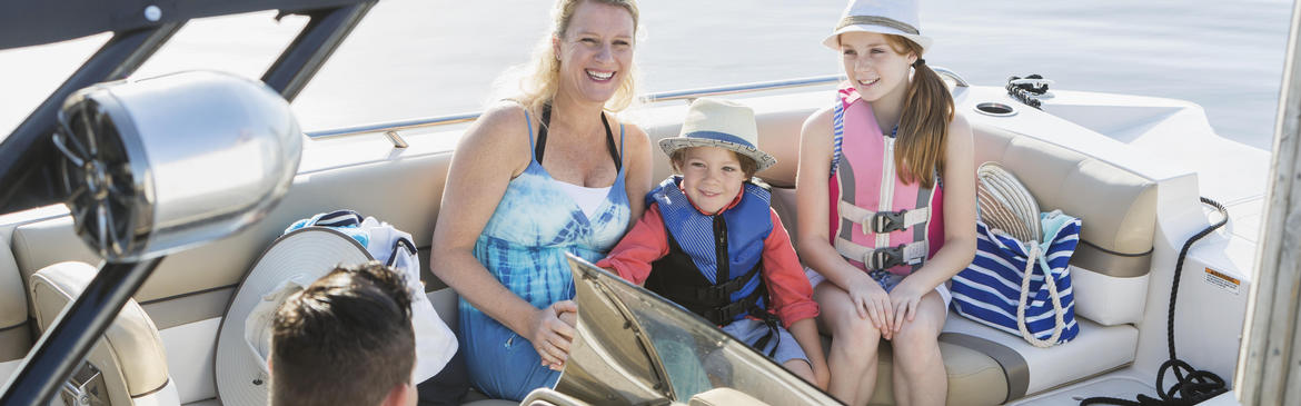 family in boat
